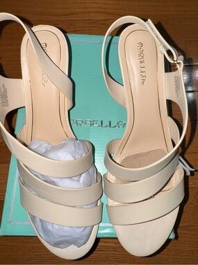 MARELLA Cream Strappy Slingback Low Heel Sandals